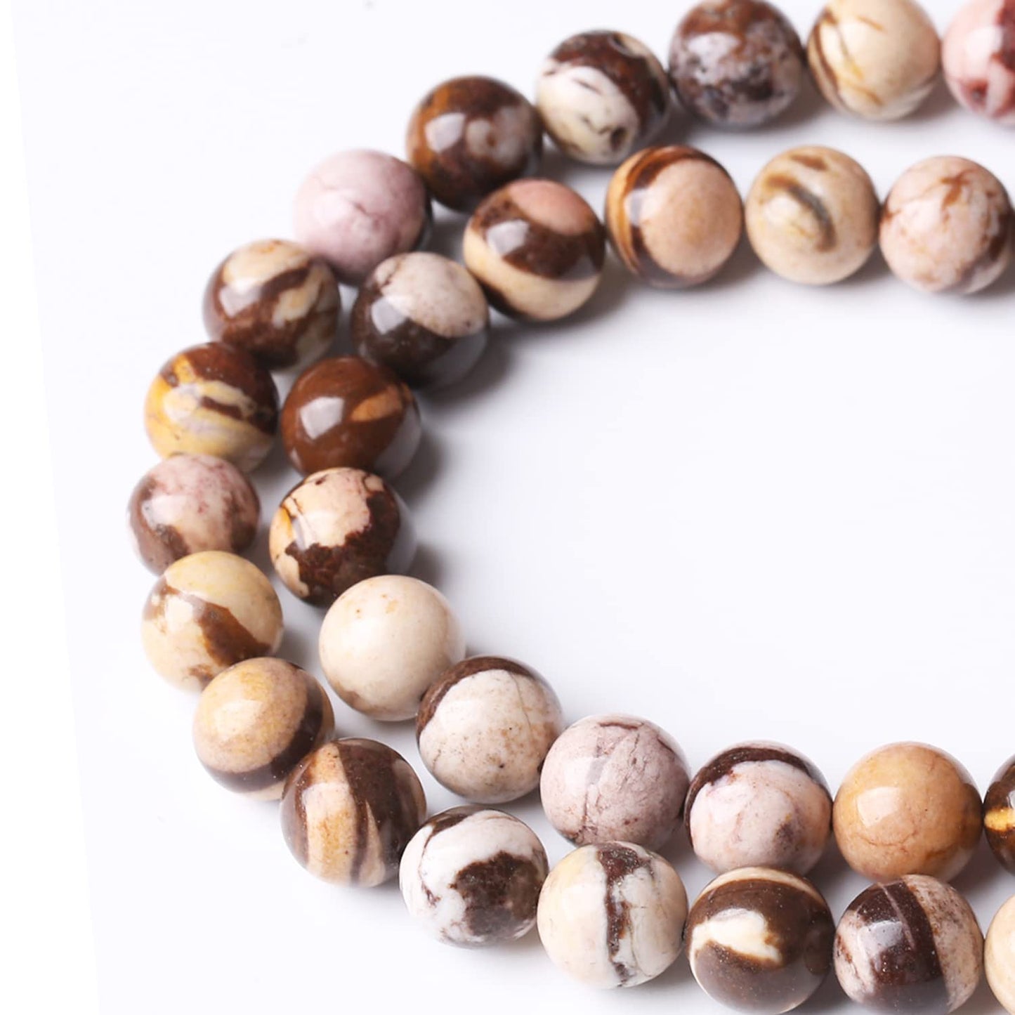 35PCS 10MM Natural Brown Zebra Round Loose Stone Beads for Jewelry Making DIY Energy Stone Healing Power Bracelet 15"