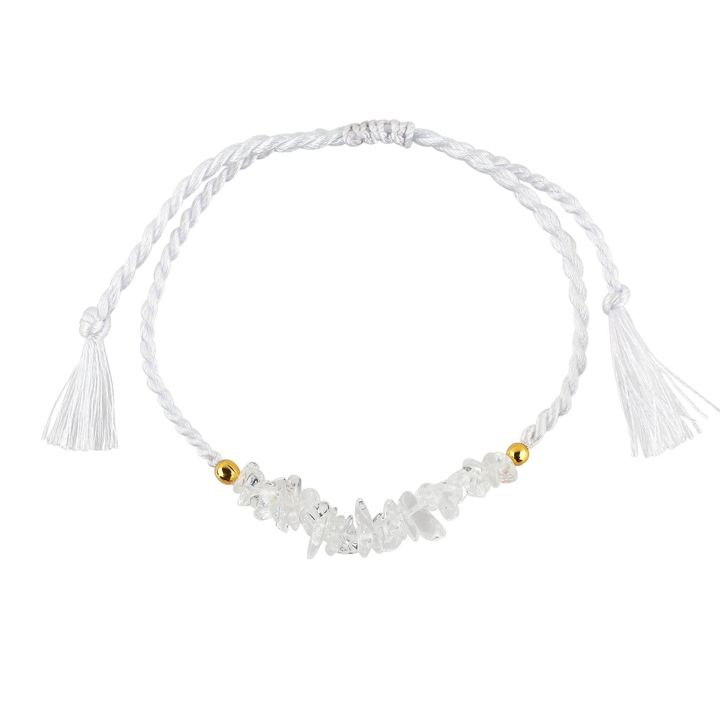 TGH Natural Clear Quartz Chips Braided Bracelet Birthday Gift for Her Resizable Hand Braid Rope Thread Protection Bracelet for Men Women Jewelry 7 inch Christmas Gift (Clear Quartz)