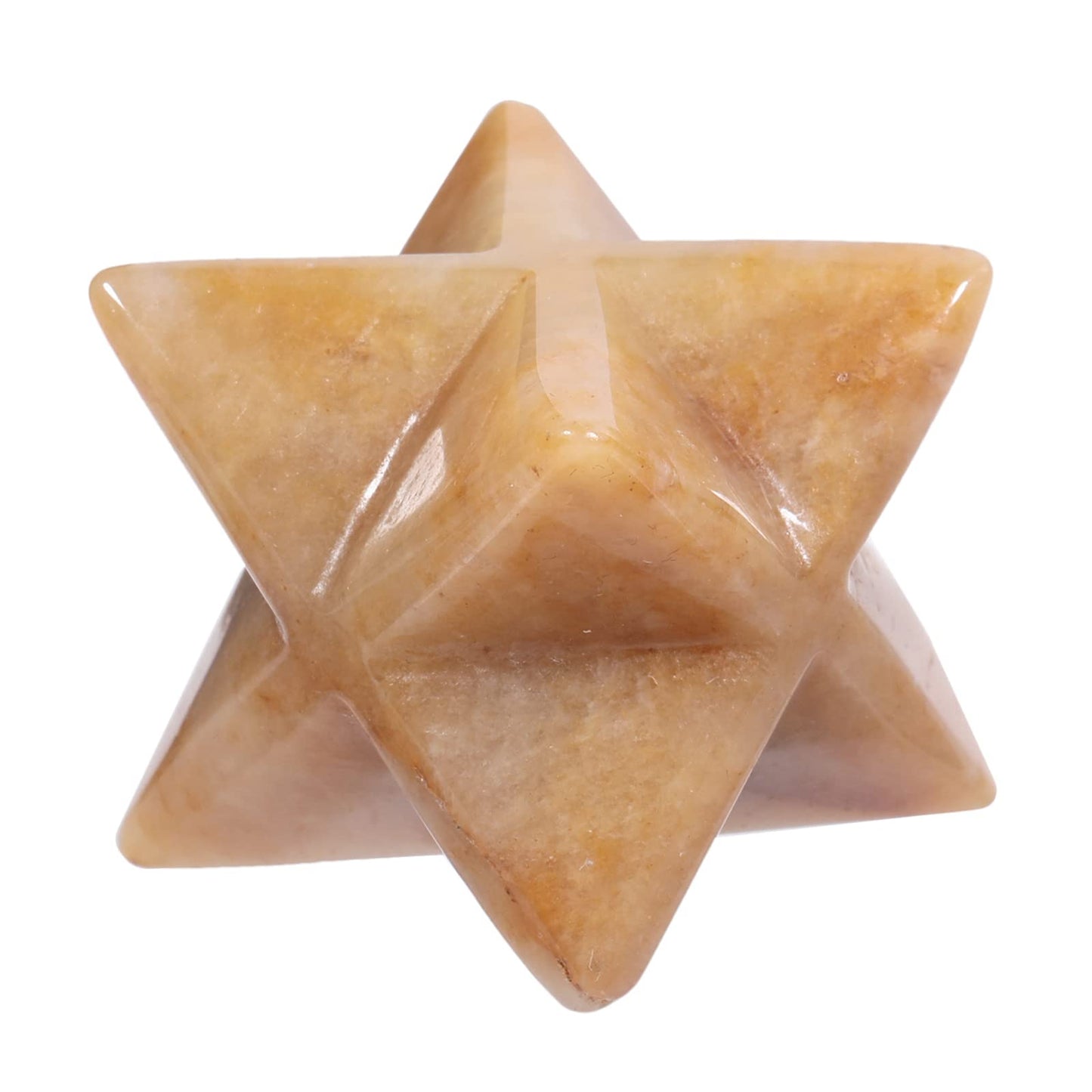Loveliome Natural Yellow Jade Merkaba Crystal Protection Sacred Meditation Energy Generator Healing Chakra Six-Pointed Star 1 Inch