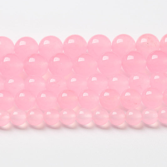 10mm 36pcs Natural Light Pink Chalcedony Stone Beads for Jewelry Making Energy Healing Power Stone DIY Bracelet Necklace Accessories 15" (10mm, Light Pink Chalcedony)