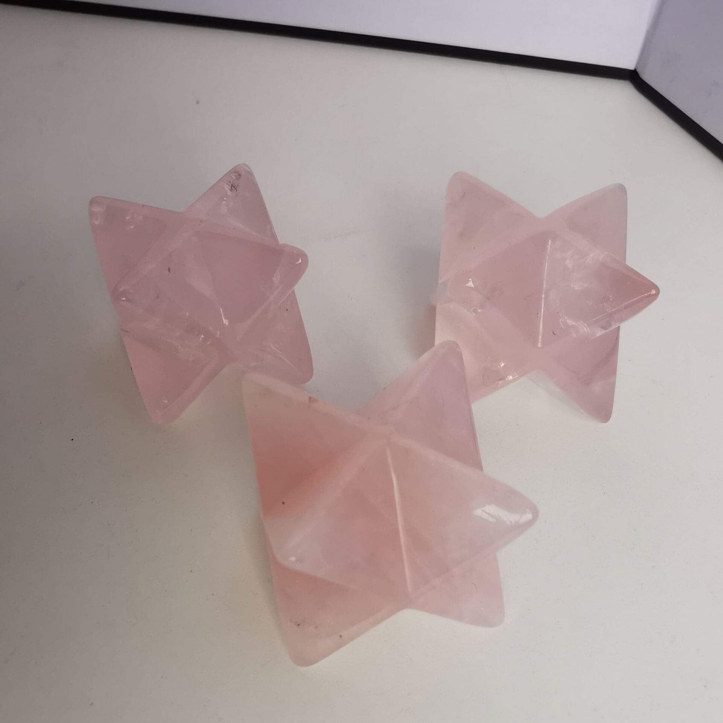 Loveliome Natural Rose Quartz Merkaba Crystal Protection Sacred Meditation Energy Generator Healing Chakra Six-Pointed Star 1 Inch