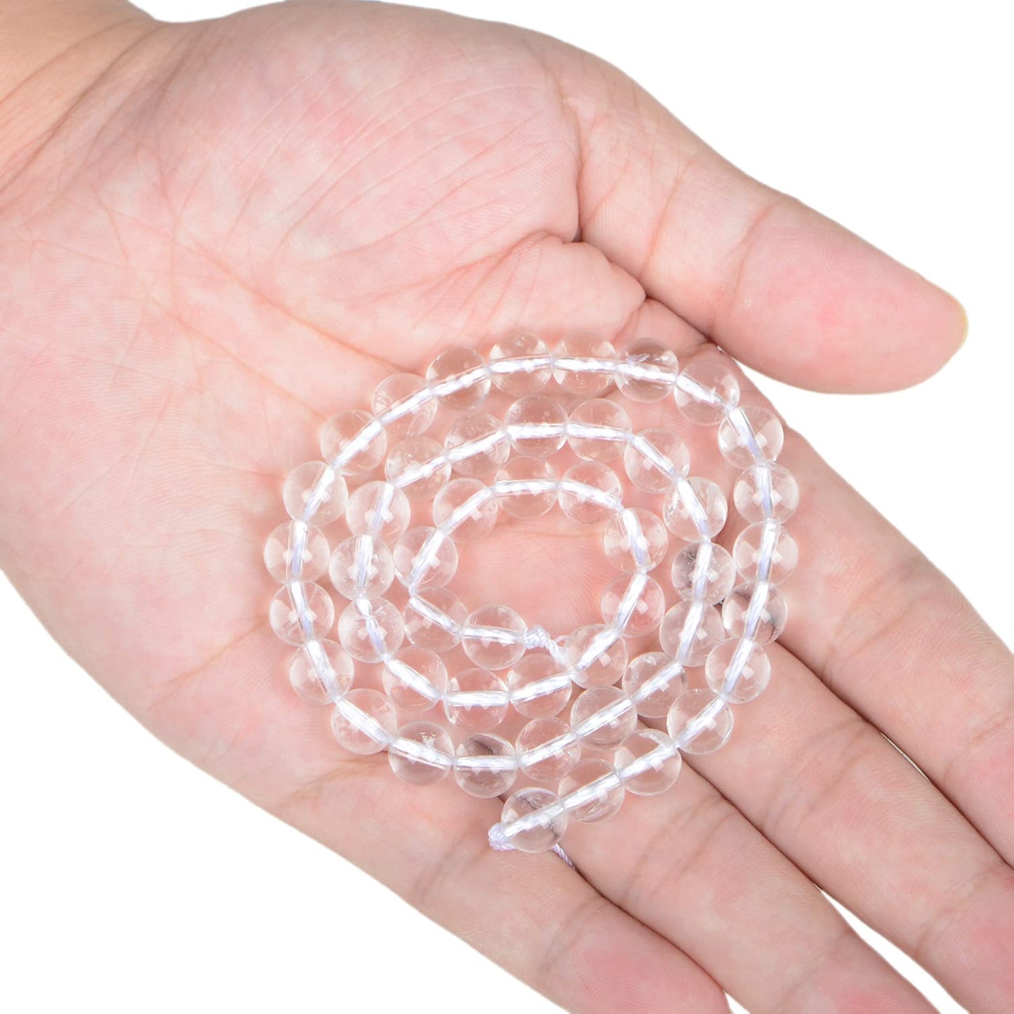 AD Beads Natural Gemstone Round Loose Beads 15" for Bracelet Necklace Earrings Jwelery Making Crafts DIY 3 (8mm, Clear Quartz)