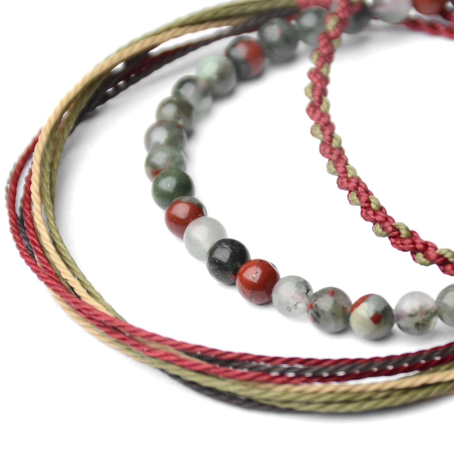 Handmade Natural Stone Beaded Healing Bracelet Gift for Men Adjustable Rope String Bracelet (African Bloodstone, Adjustable)