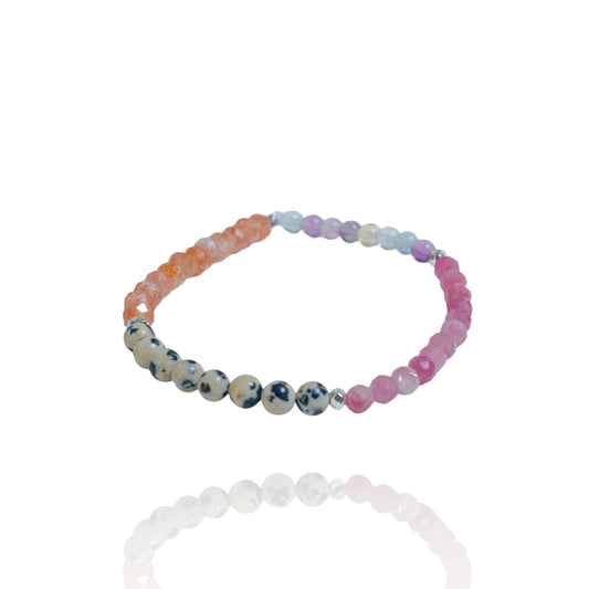 “ELLIE BRACELET” (Pink Tourmaline & Sunstone) Natural Gemstone Healing Bracelet - [6.5 inches]