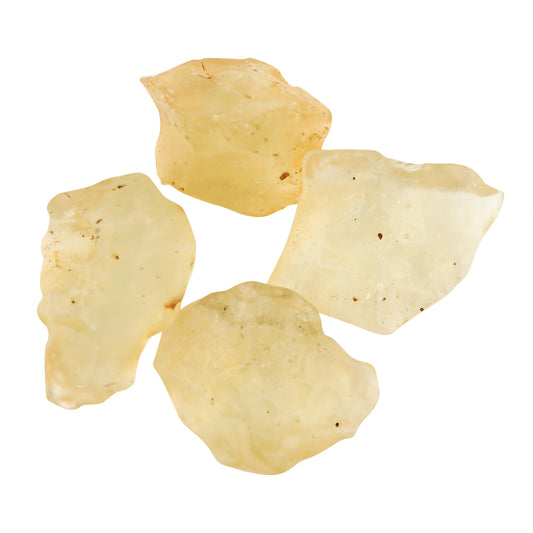 CRYSTALIS (9gm) (4pcs) Raw Libyan Desert Glass/Natural Golden Tektite, Rare Loose Gemstone Wholesale Bulk Rough Jewelry Making Supply, Wire Wrapping, DIY, Gem Collectibles (13-18mm)