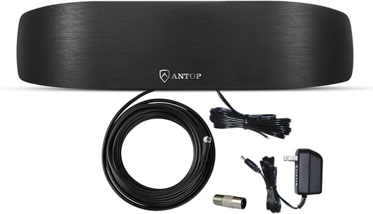 ANTOP 50 4G Radio Antenna, Indoor Amplified AM FM Antenna Miles Multi-Directional Reception for Stereo Radio Audio