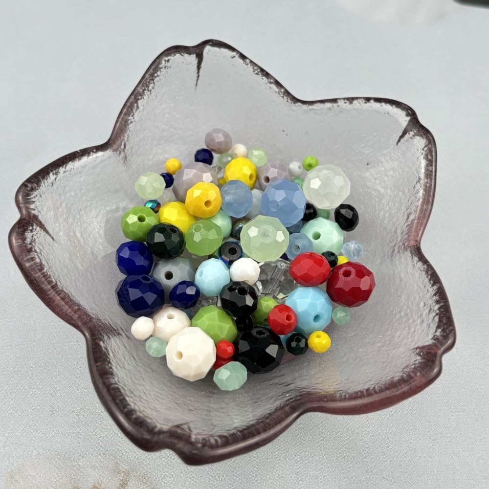 Pinhoollgo 100pcs 8mm Crystal Glass Beads Faceted Rondelle Glass Spacer Beads for Bracelets Necklace Pendants Earrings Key Chains Jewelry Making(Red Porcelain)