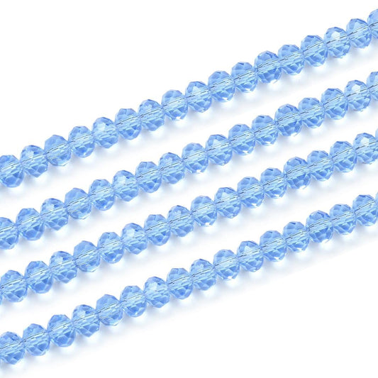 1000pcs Czech Faceted Rondelle Crystal Glass Loose Beads 6mm Spacer Bulk Light Sapphire Blue for DIY Craft Jewelry Making CCR614
