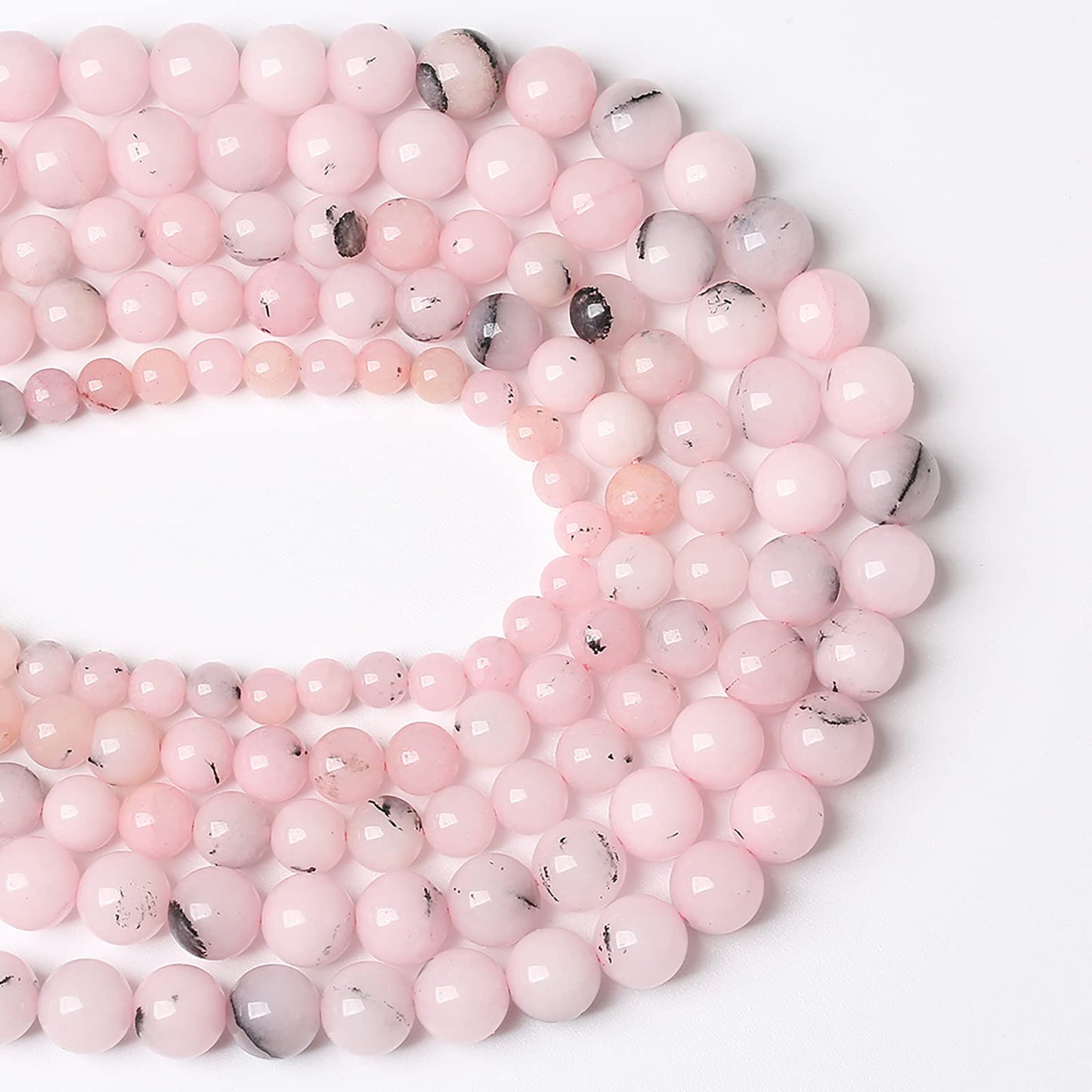 10MM 36PCS Natural Stone Pink Opal Jade Chalcedony Beads for Jewelry Making DIY Bracelet 1 Strand