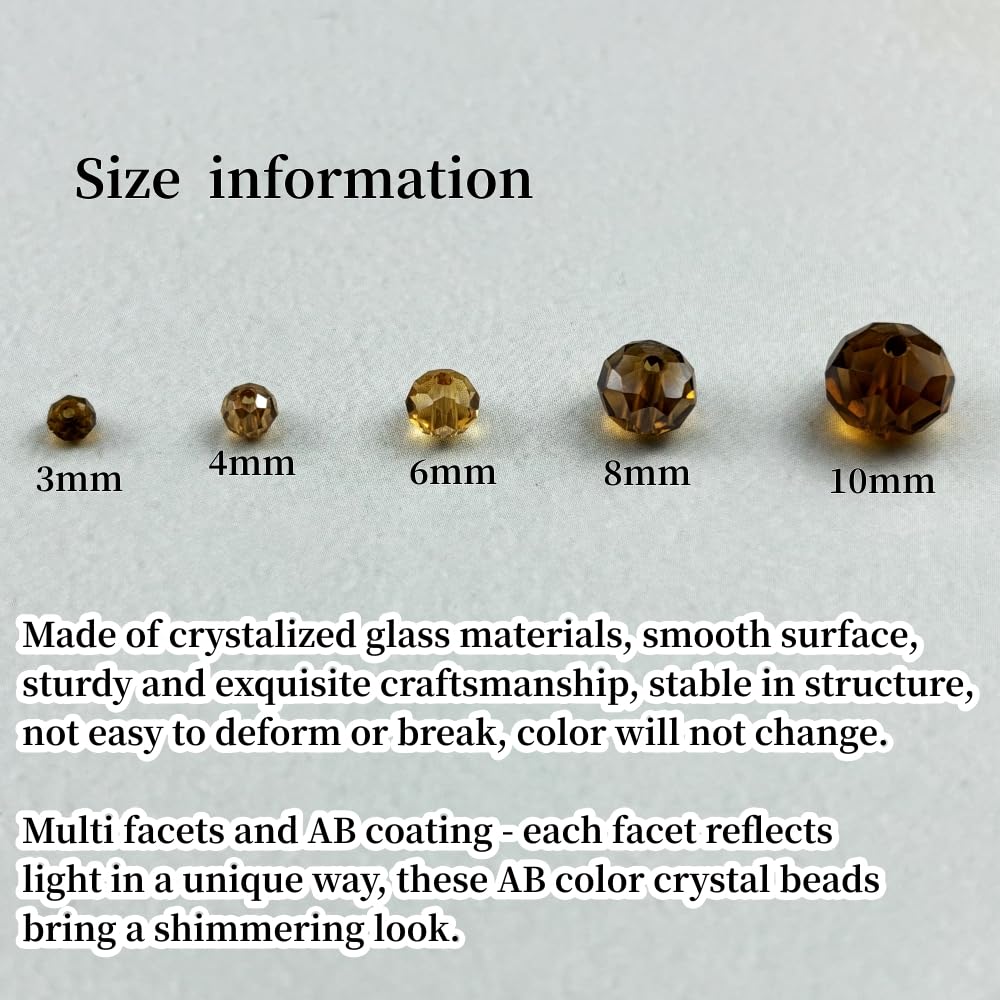 YHYPOCI 500pcs 3mm Crystal Glass Beads for Crafts Faceted Rondelle Glass Beads for Jewelry Making Crystal Spacer Beads for Necklaces Bracelets Earrings DIY Craft(Amber AB)