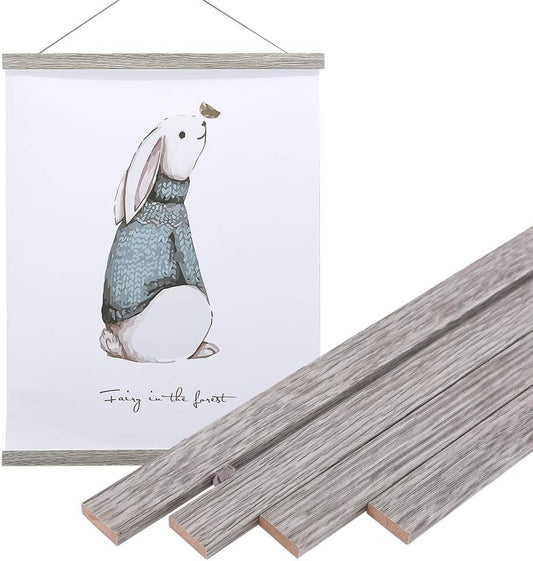 Artmag Magnetic Poster Hanger Frame - Light Wood Canvas Artwork Display | 20" Grey Size