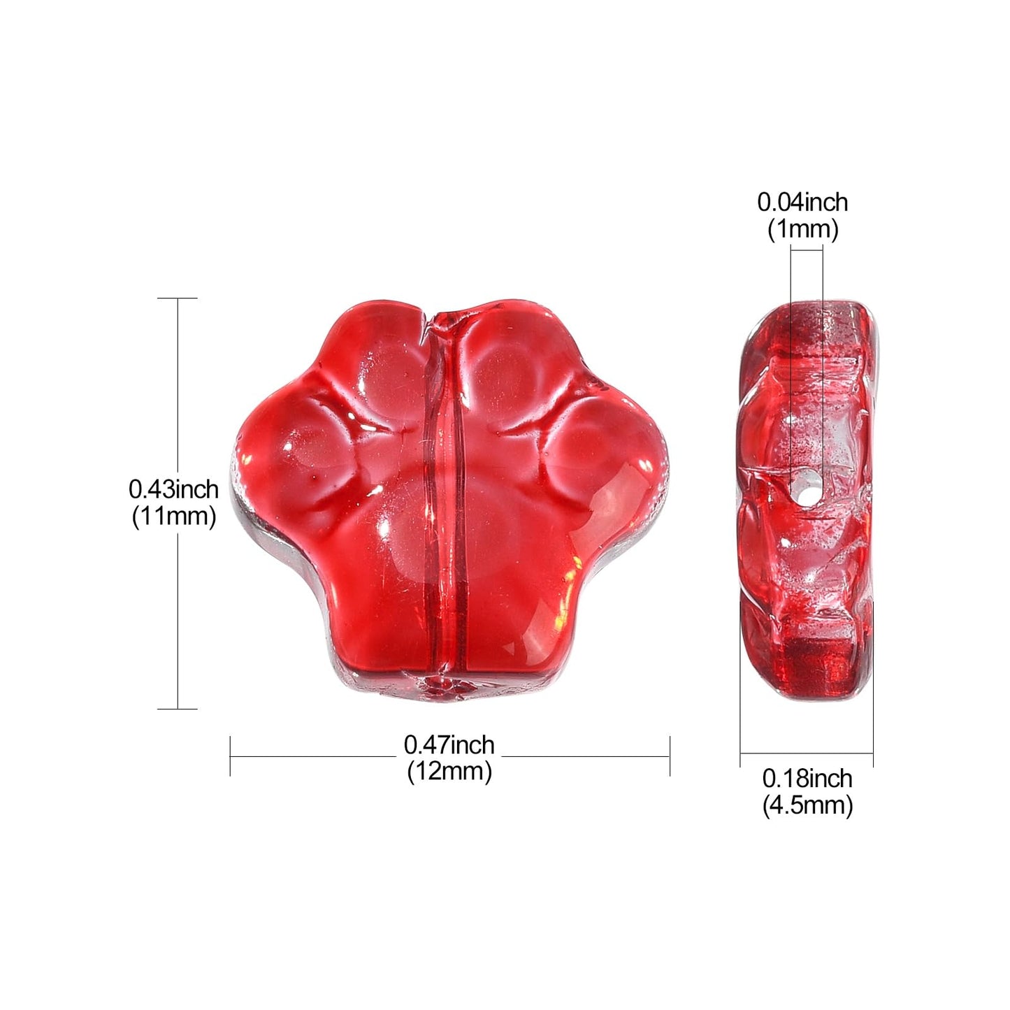 LiQunSweet 100 Pcs Mixed Style Colorful Cystal Glass Beads Dog Cat Animal Paw Prints Footprint Beads for Jewelry Making
