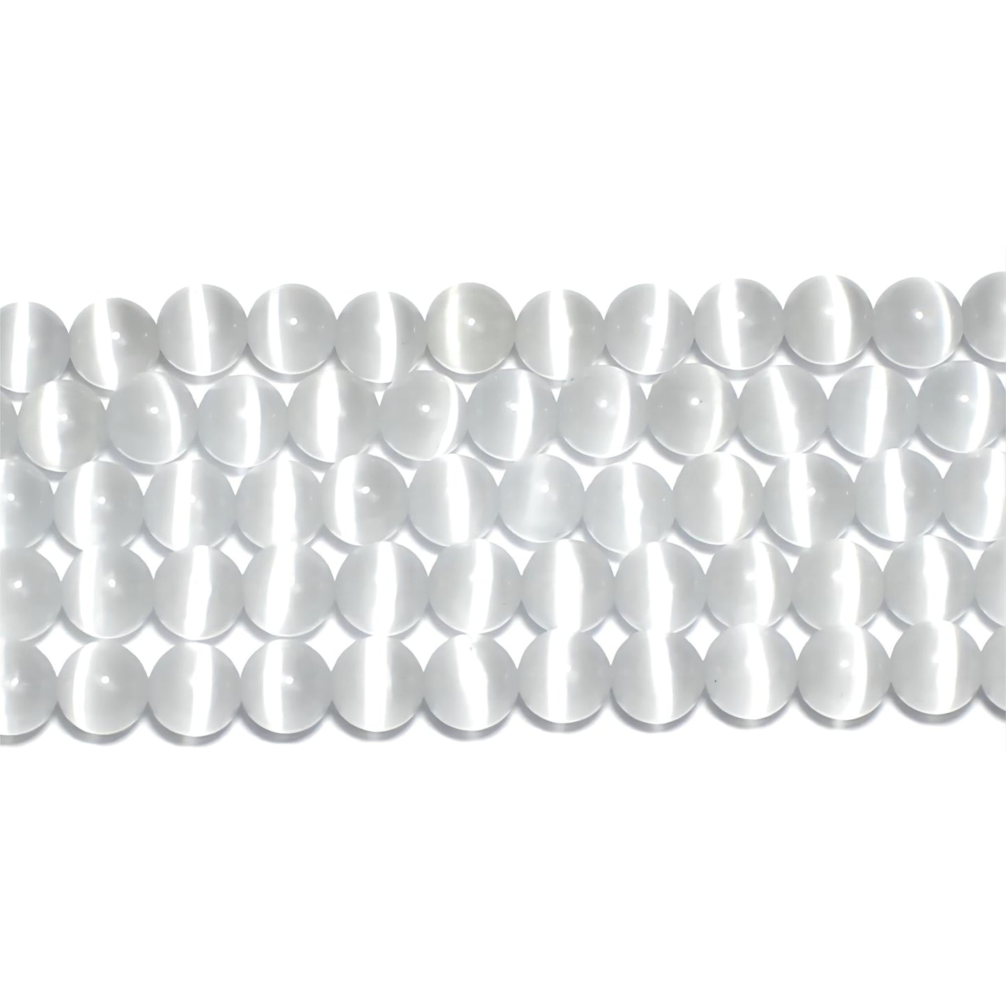 MJDCB 35pcs White Cat Eye Stone Beads 10mm Round Crystal Loose Bead for Jewelry Making DIY Bracelets Necklace Accessories