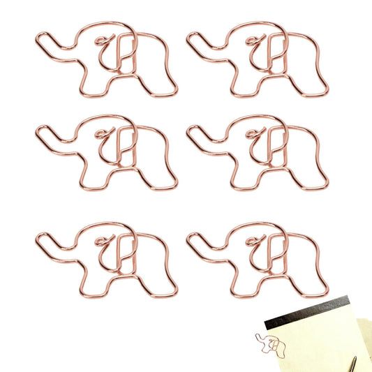 100PCS Rose Gold Cute Paper Clips, Smooth Steel Wire Paperclips Elephant Shaped Paper Clips Decorative Paperclips for Office School Supplies