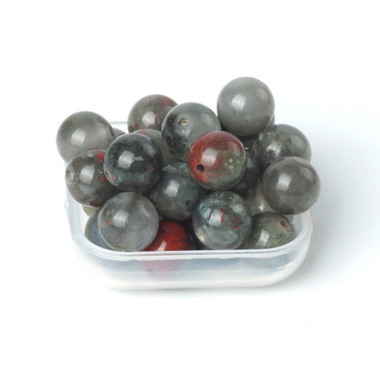 100Pcs Natural Stone 8mm African Blood Stone Round Loose Gemstone Energy Healing Beads Hole Size 1mm DIY Smooth Beads for Bracelet Necklace Earrings Jewelry Making