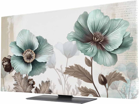 Yukro 40 Inch, 35"x22" Blue Broccoli Indoor TV Dust Cover, Vintage Victorian Style Flowers Elastic TV Dustproof Cover