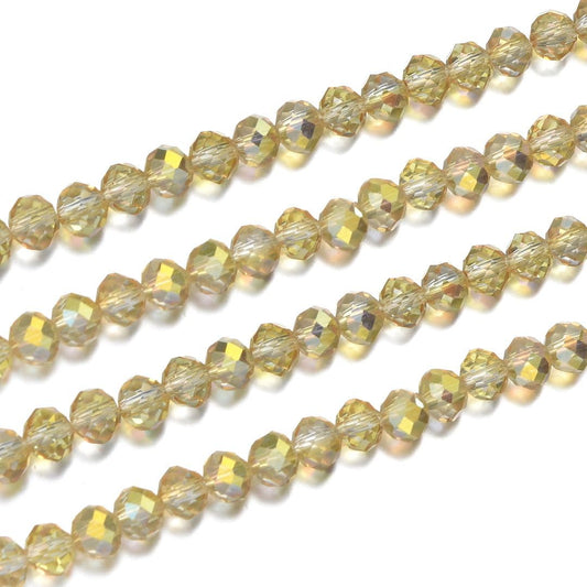 1000pcs Czech Faceted Rondelle Crystal Glass Loose Beads 6mm Spacer Bulk Gold Shimmer for DIY Craft Jewelry Making CCR638