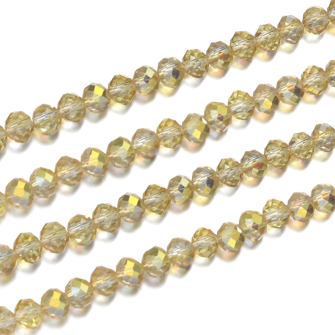 500pcs Czech Faceted Rondelle Crystal Glass Loose Beads 4mm Small Tiny Spacer Bulk Gold Shimmer for DIY Craft Jewelry Making CCR438