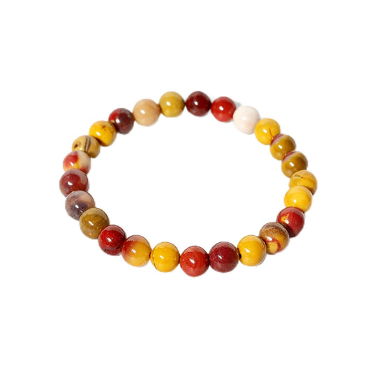 The Vida Handmade AAA+ Quality Crystal Stretch Elastic Bracelet - Nature Gemstone - Jewelry Gift - Holiday Gift - For Women & Men (Mookaite Jasper)