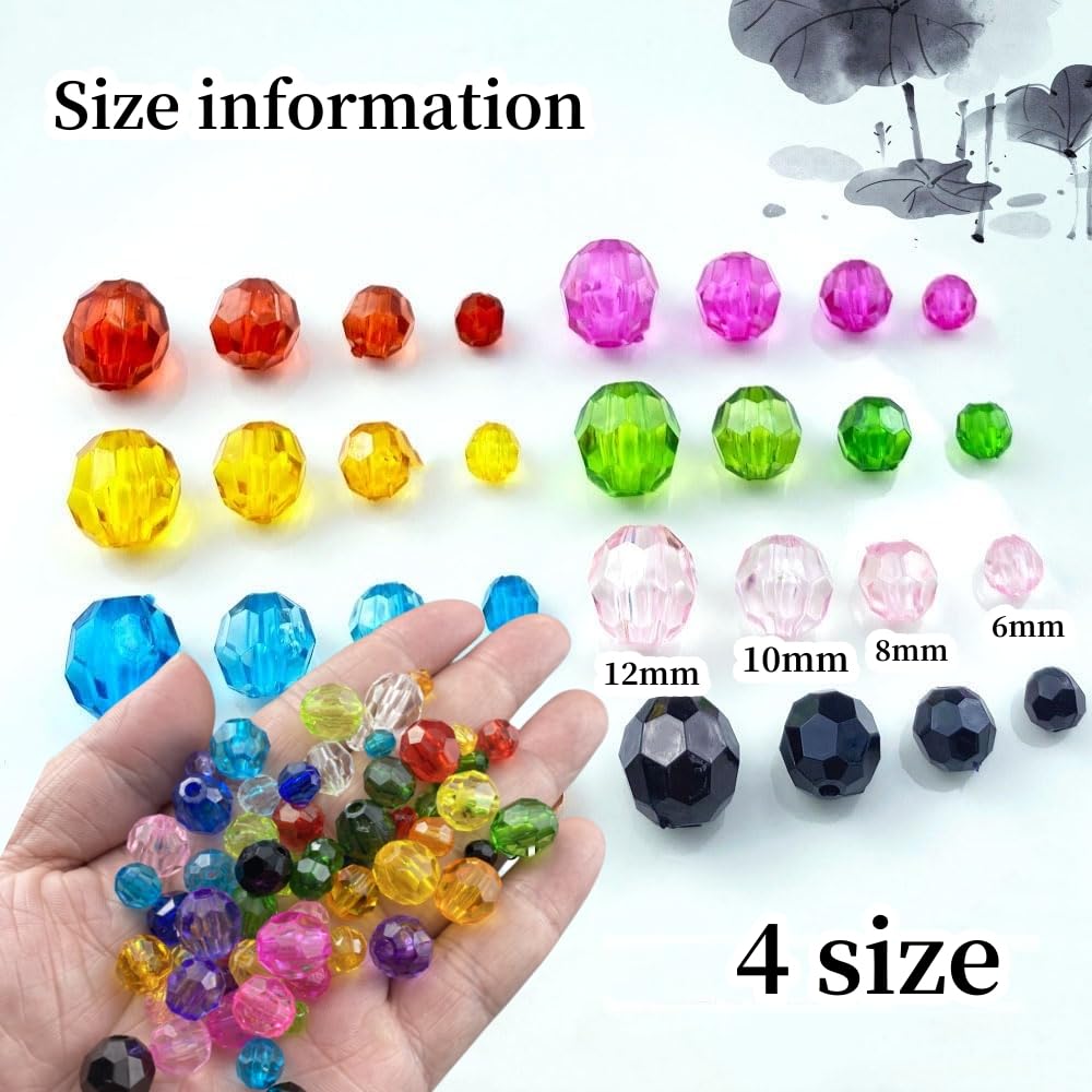 YUEXIGO 100pcs 12mm Acrylic Round Faceted Beads for Crafts Faceted Spacer Beads for Sewing Crafts Decoration Necklaces Bracelets Earrings Jewelry Making(Drak Coffee)