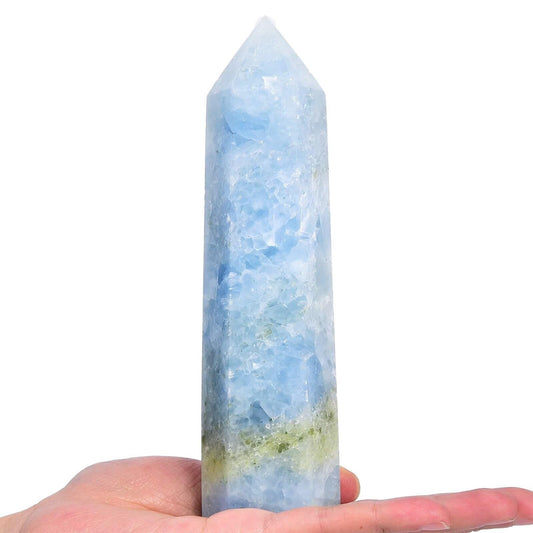 Blue Celestite Stone Tower Obelisk Healing Crystal Wand Large Reiki Meditation Stone Gifts 1.1-1.7 LBS