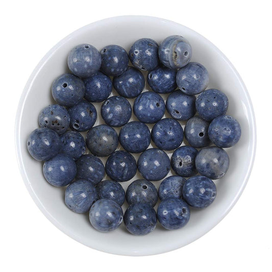 10mm Natural Blue Coral Gemstone Round Loose Beads Crystal Stone Bracelet Necklace Accessories Crafts for Jewelry Making DIY,1 Strand 15"