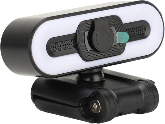 ASHATA 4K Digital Zoom, Webcam Built in Microphone, Super Bright Fill Light Auto Beauty USB PC Camera for Laptop