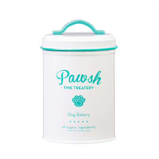 Amici Pet, , Pawsh Mint Fine Treatery Metal Storage Canister, Food Safe, Push Top Lid, 44 Ounces