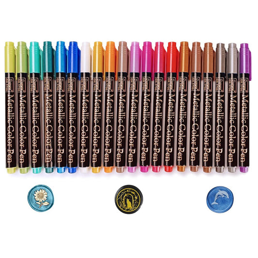 ANBOSE Wax Seal Pen, 20 PCS Metallic Marker Color Pen for Decorating Sealing Wax, Premium Wax Pen for Wedding Wax Envelope Seal, Fit All Wax Seal Beads or Wax Seal Sticks