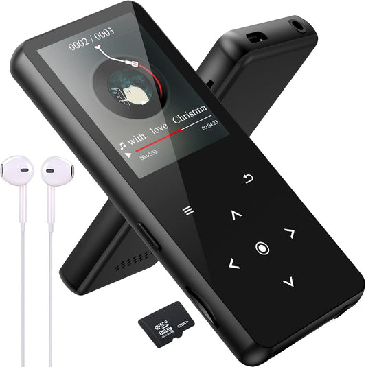 ANVOSCI 32GB MP3 5.0, MP3 Player with Bluetooth Music Player with Built-in HD Speaker for Kids Reproductor FM Radio