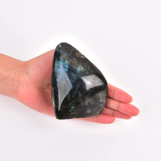 JIC Gem Labradorite Palm Stone Crystal,100% Natural and Handcrafted, Irregular Polished Healing Crystal Gemstones,Worry Stone with Healing & Calming Effects (0.8-1 Lb)