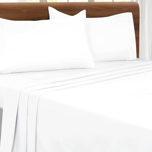 Skiennix Queen Sheet Set - Ultra Soft Double Brushed Microfiber, 4 Piece Deep Pocket | Easy Care, Wrinkle Free, Quick Dry - White