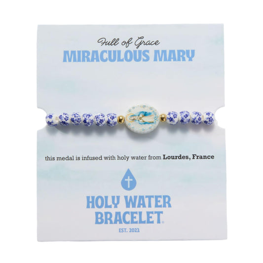 Holy Water Miraculous Mary Porcelain Bracelet in Gold