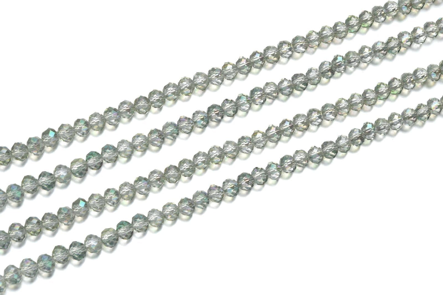 500pcs Czech Faceted Rondelle Crystal Glass Loose Beads 4mm Small Tiny Spacer Bulk Light Green Shimmer for DIY Craft Jewelry Making CCR440