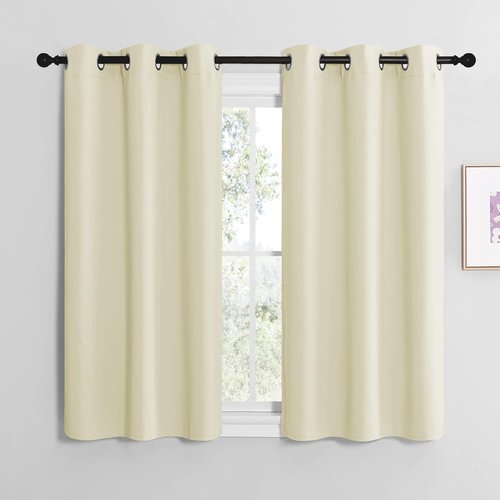NICETOWN Kitchen Curtains - Thermal Insulated Grommet Draperies | Room Darkening Beige Panels (W42 x L50)