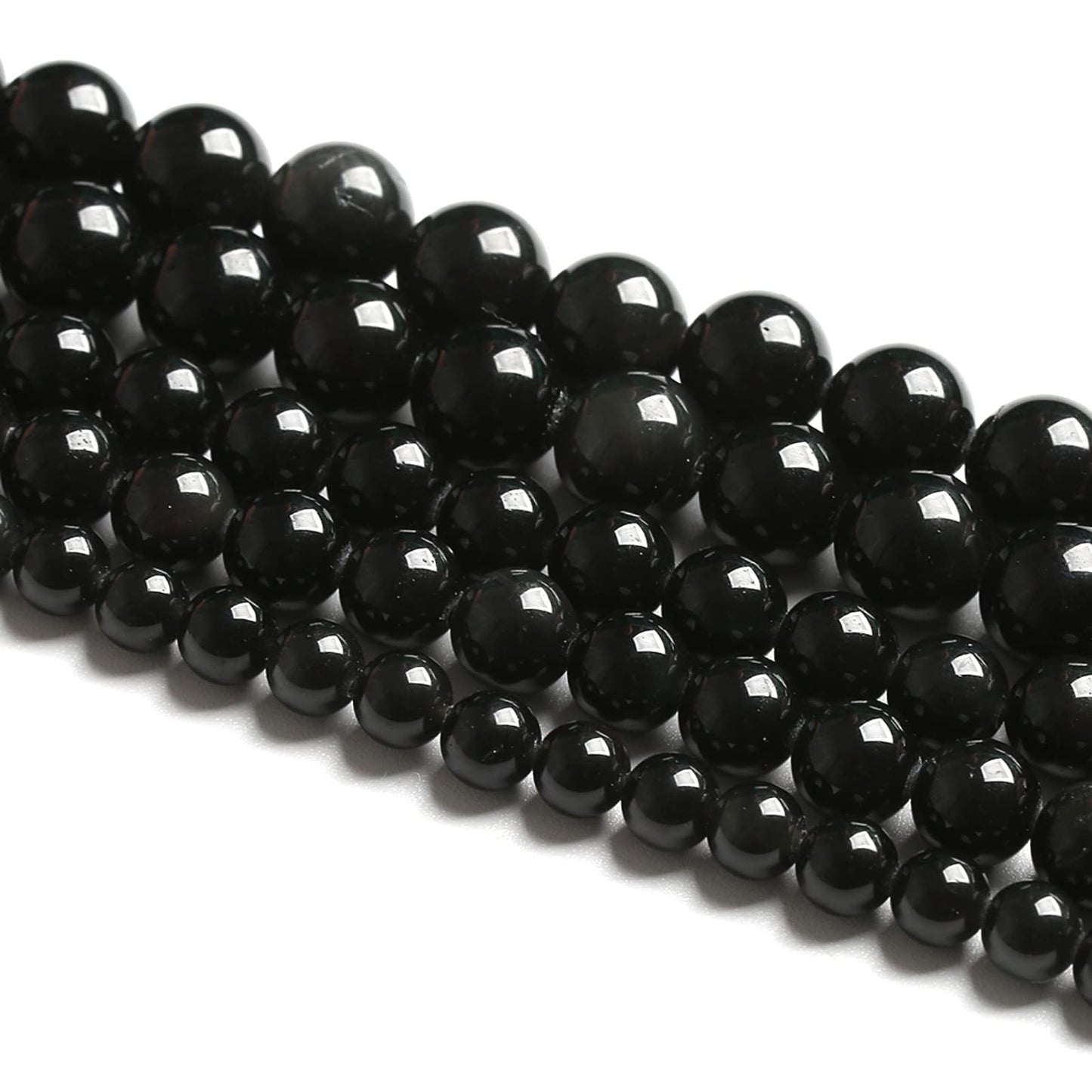 6MM 60PCS Natural Stone Black Obsidian Gemstone Loose Beads for Jewelry Making DIY Bracelet 1 Strand