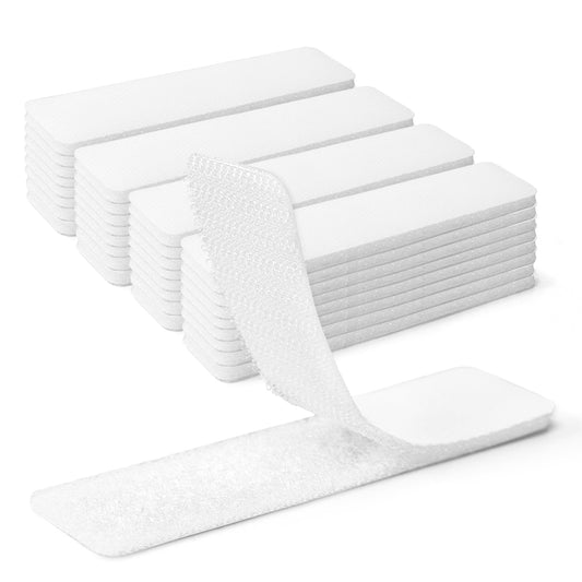 Art3d 40 Sets Hook and Loop Tape Sticky Back,1 in. x 4 in. Double-Sided Command Adhesive Strip Heavy Duty, White