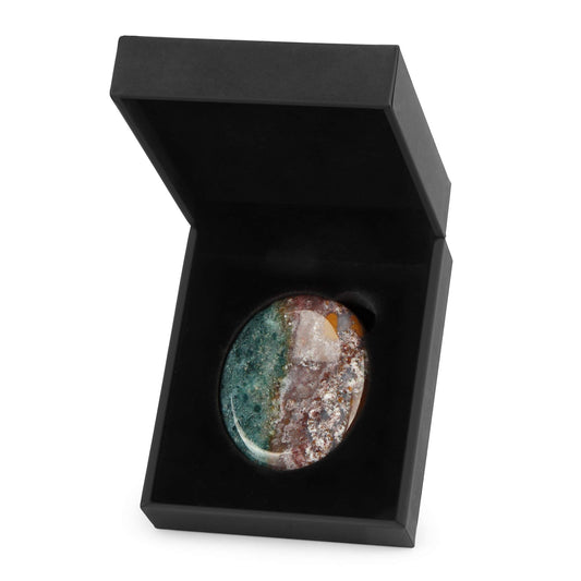 Artistone 2.0" Ocean Jasper Crystal Thumb Worry Stones for Anxiety,Polished Gemstone Reiki Healing Palm Chakra Stones for Meditation,Inspiration,Yoga,Stress