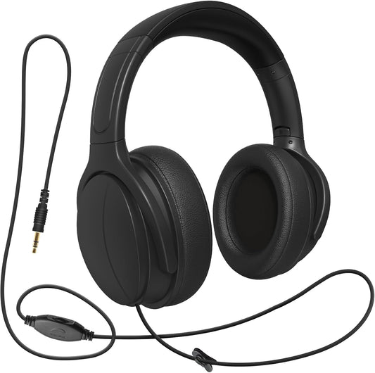 100SEASHELL 3.5mm Audio(19FT) Long Cord Tv Headphones for Seniors with Volume Control Wired Over The Ear Headphone