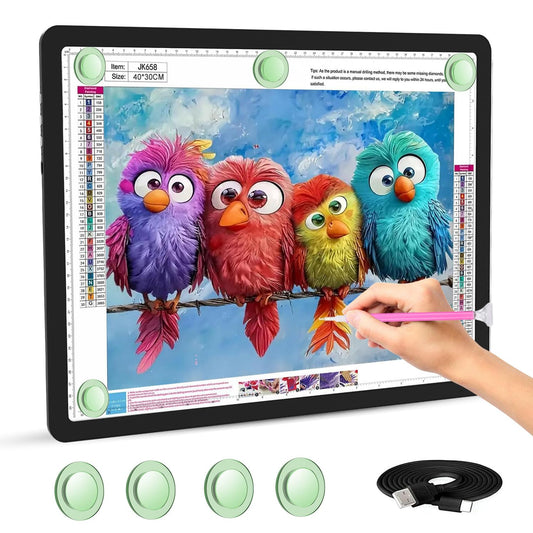 Rechargeable A3 Light Pad for Diamond Painting, High-Brightness Tracing Light Box with 6 Levels of Brightness, Side Physical Buttons & 3 Colors, Light Board for Diamond Art, Drawing, Sketching