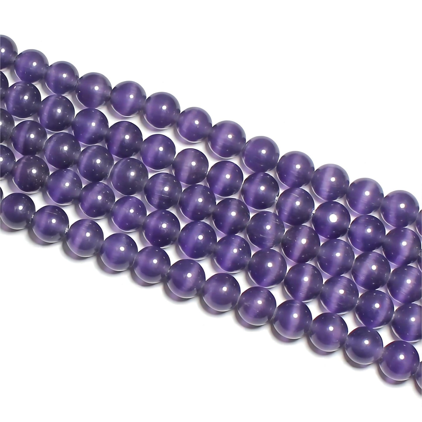 MJDCB 105pcs Purple Cat Eye Stone Beads 10mm Round Crystal Loose Bead for Jewelry Making DIY Bracelets Necklace Accessories