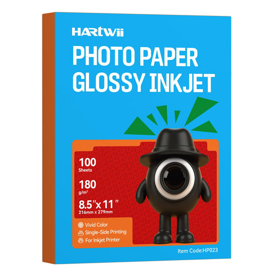 100Sheets Inkjet Glossy Photo Paper 8.5x11 Inches 48lb-180Gsm for Instant Dry Inkjet Printers, 8.5Mil A4 Letter Size Ideal for Brochure Paper, Flyers Paper Single Side, Suitable for All Dye Ink