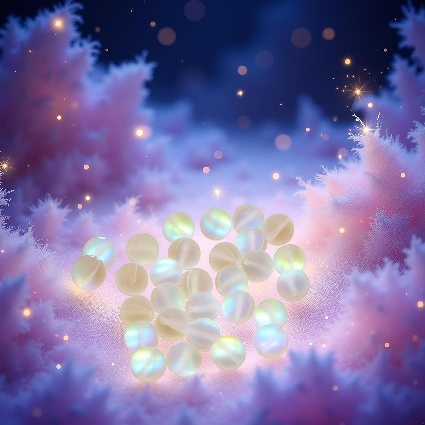 100 Pcs Glass Beads for Jewelry Making, 8mm Matte Crystal Glass Beads Mermaid Aurora Beads Moonstone Beads Bead Assortments for Jewelry Making Arts, Crafts