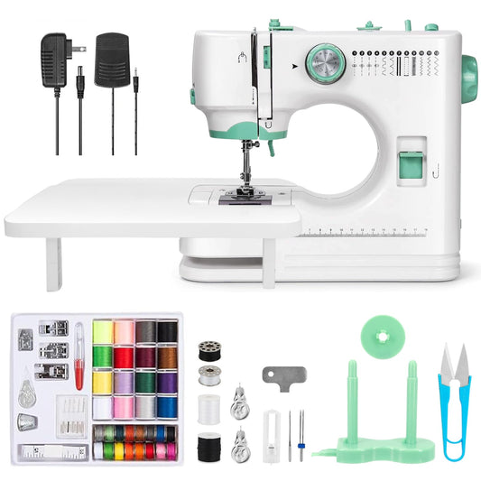 Xamanabu Sewing Machine for Beginners with Extension Table, 12 Stitches Portable Sewing Machine, Dual Speed (High/Low) with Foot Pedal & 6 Feet