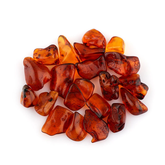GEMKORA 5pcs, Natural Amber Polished Rough Gemstone, Raw Crystals, Amber Rock, Jewelry Making Supplies, Chakra Healing Crafts & DIY Stone [15-20 mm], AA+