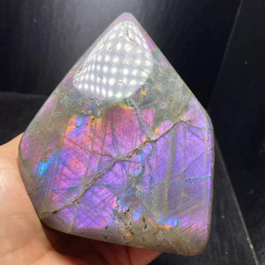 Natural Purple Flash Labradorite Crystal Stone – Natural Polished Healing Crystal for Chakra Balancing, Protection & Spiritual Energy, Decorative Meditation Stone (1-1.5LB)