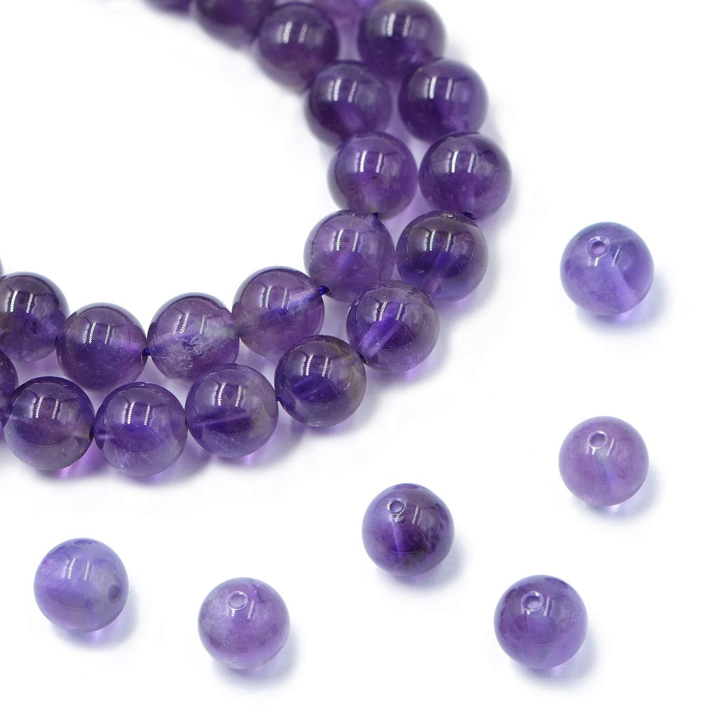AD Beads Natural Gemstone Round Loose Beads 15" for Bracelet Necklace Earrings Jwelery Making Crafts DIY (8mm, Purple Amethyst)