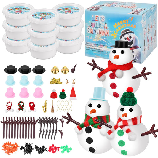 Ariepoue Stocking Stuffers for Kids Teen Boys Girls - 9 Pack Build Snowman Kit Christmas Crafts Gifts for Kids Creative Air Dry Modeling Clay Xmas Gift Birthday Gifts