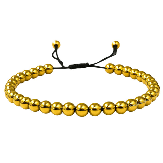 Amazing Gemstone Golden Hematite Anklet Ankle Bracelets for Women - Waterproof Beaded Healing Crystal Anklets, Plus Size Chakra Gemstone Bead Anklet (Stretchy Adjustable - Plain)