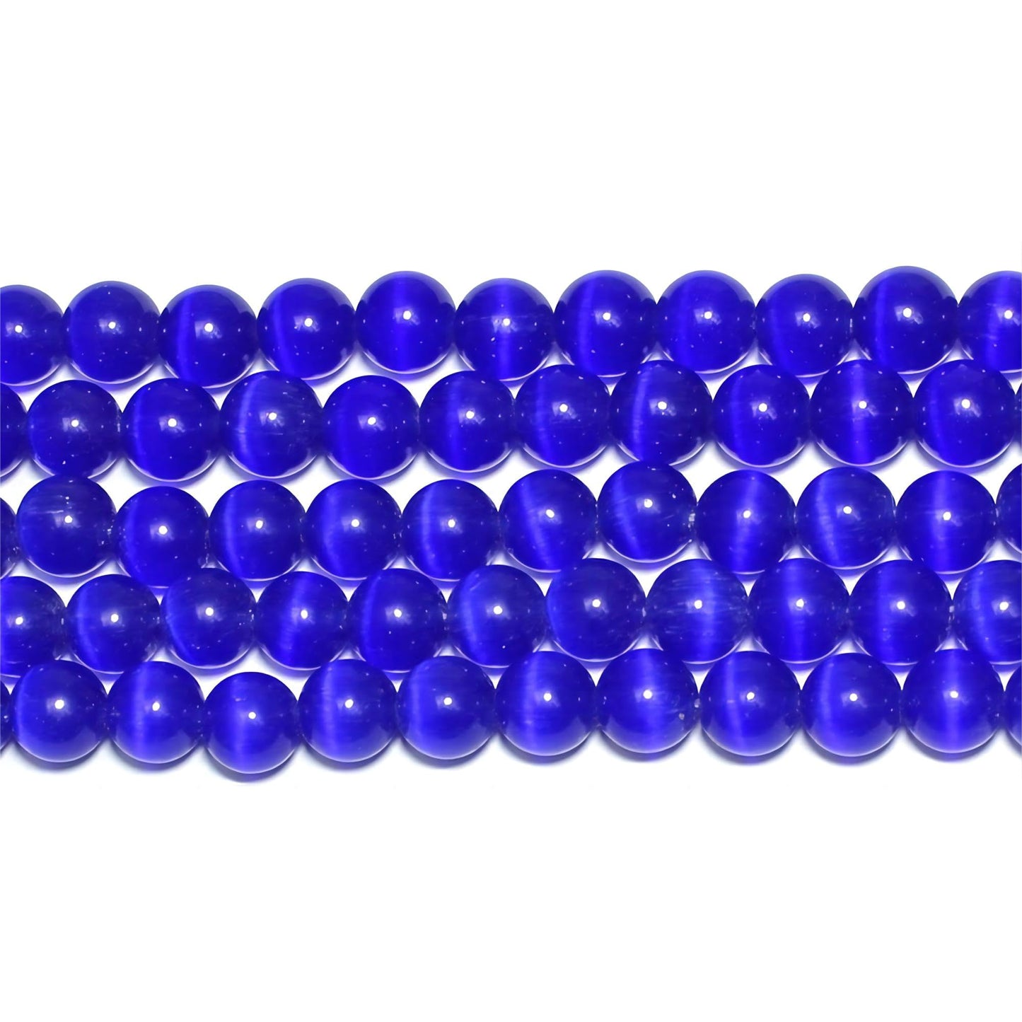 MJDCB 45pcs Sapphire Blue Cat Eye Stone Beads 8mm Round Crystal Loose Bead for Jewelry Making DIY Bracelets Necklace Accessories